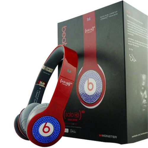 Beats By Dr Dre Solo Blue Diamond Headphones Red - Click Image to Close