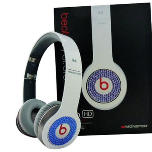 Beats By Dr Dre Solo Blue Diamond Headphones White - Click Image to Close