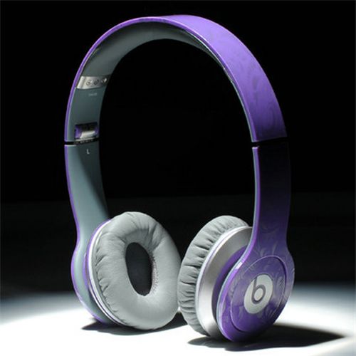 Beats By Dr Dre Solo HD High Performance Headphones Purple Pattern - Click Image to Close