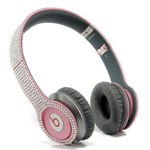 Beats By Dr Dre Solo HD studded diamond Headphones Pink - Click Image to Close