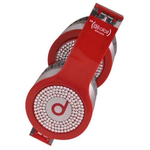 Beats By Dr Dre Solo White Diamond Headphones Red - Click Image to Close