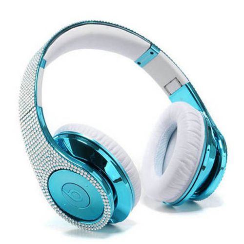 Beats By Dr Dre Studio Azure Studded Diamond Headphones - Click Image to Close