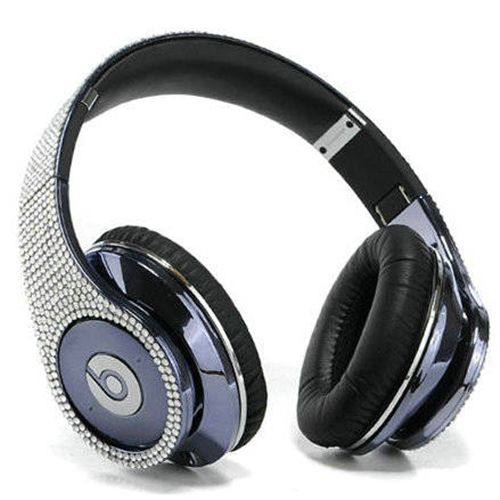 Beats By Dr Dre Studio Blue Studded Diamond Headphones - Click Image to Close