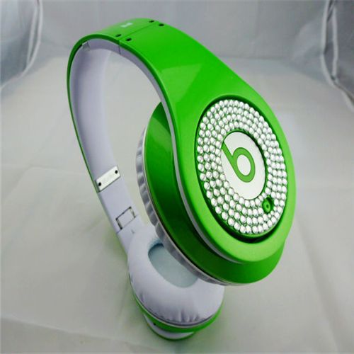 Beats Studio Headphones Green With White Diamond Edition - Click Image to Close