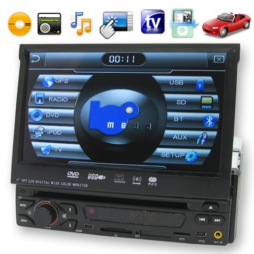 7 Inch 1 DIN LCD Touchscreen Car DVD Support TV + Wireless Transmission - Click Image to Close