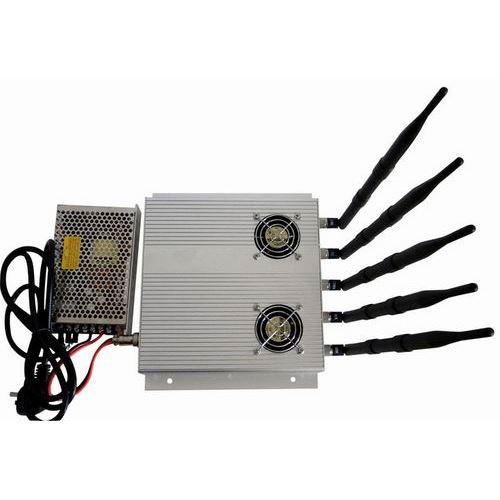 5 Antenna 25W High Power 3G Cell phone & WiFi Jammer with Outer Detachable Power Supply - Click Image to Close