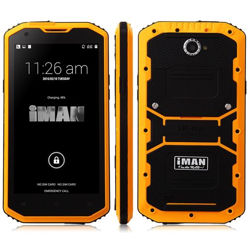 iMAN i8800 Smartphone 5.5 Inch HD Screen IP68 MSM8916 Quad Core 1GB 8GB - Orange - Click Image to Close