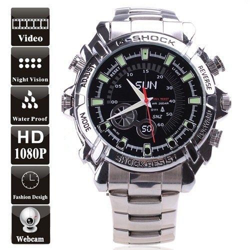 8GB Waterproof 1080P IR Stainless steel Spy Watch DVR Support Night Vision - Click Image to Close