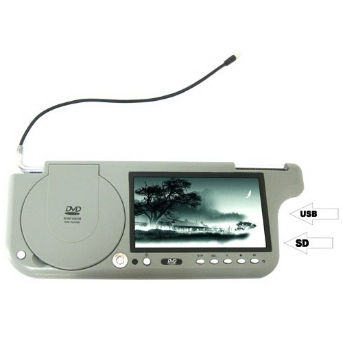 7 Inch TFT Wide Screen LCD Sun Visor DVD Player + USB / SD + FM - Click Image to Close