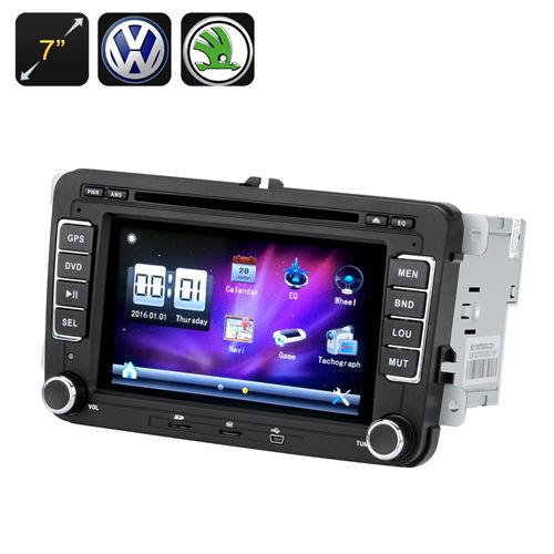 2 DIN Car DVD Player - 7 Inch Screen,GPS, Bluetooth, Region Free, FM Radio, For VW + Skoda Cars - Click Image to Close