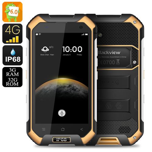 Blackview BV6000 Android 11.0 Smartphone - IP68, 2Ghz Octa Core CPU, 3GB RAM, Dual SIM 4G, NFC, OTG, Atmospheric Sensor (Orange) - Click Image to Close
