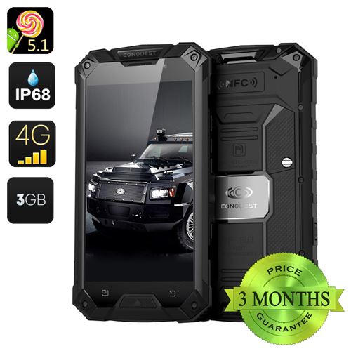 Conquest S6 Pro Rugged Smartphone - MTK8752 Octa Core CPU, 3GB RAM, 4G, IP68, 5 Inch HD Screen, Android 11.0, 32GB Memory (Black) - Click Image to Close
