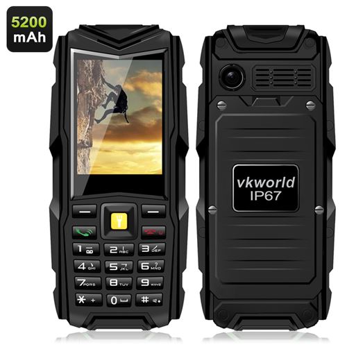 VKworld Stone V3 GSM Phone - 2.4 Inch Display, 5200mAh Battery, Power Bank, Bluetooth, IP67 Waterproof Rating (Black) - Click Image to Close