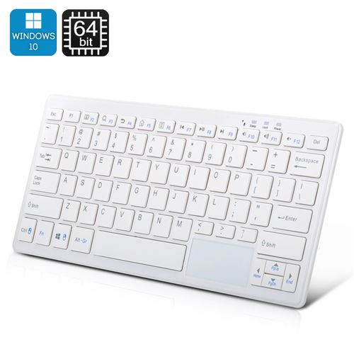 72 Key Keyboard PC - Windows 10, Intel Quad Core CPU, 2GB RAM, Bluetooth, 32GB Memory (White) - Click Image to Close