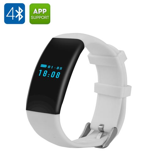 DFit Smart Sports Bracelet - IP66, Bluetooth 4.0, Sports Tracking, Sleep Monitor, Apps for iOS + Android (White) - Click Image to Close