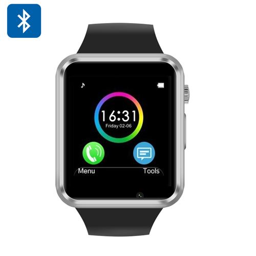 Smart Watch Phone - GSM, Phone Call, SMS, Remote Camera Trigger, Sleep Monitor, Step + Calorie Counter - Click Image to Close