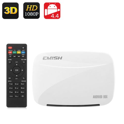 EMISH X700 Android TV Box - 1080P, Rock Chip 3128 Quad Core CPU, 3D Support, Kodi, Wi-Fi, DLNA, Android 11.0 - Click Image to Close