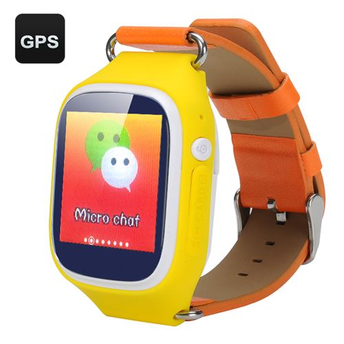 GPS Tracker Kids Phone Watch - GPS + LBS + Wi-Fi Positioning Modes, GSM, Walking Route Map, Pedometer (Yellow) - Click Image to Close