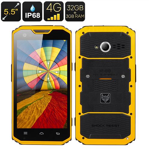 MFOX A7 Pro Rugged Smartphone - 5.5 Inch 1920x1080 Screen, MT6797 Octa Core CPU, IP68, 4G, Android 11.0, 3GB+32GB (Yellow) - Click Image to Close