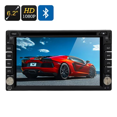 Touch Screen Car DVD Player - 6.2 Inch Screen, 2 DIN, GPS, Region Free, 1080P File Support, 4X45 Watt Speakers, Bluetooth - Click Image to Close