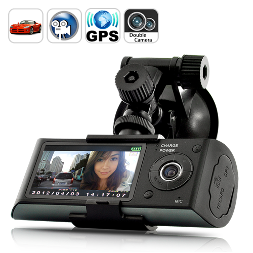 Dual Camera Car Blackbox DVR with GPS Logger and G-Sensor - Click Image to Close