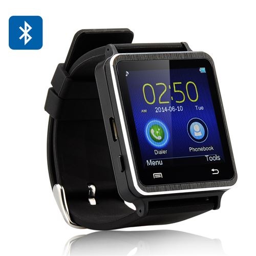 Iradish i7 Smartwatch - 1.54 Inch Touchscreen, Pedometer, Sleep Monitor, Anti Lost, SMS + Phonebook Sync (Black) - Click Image to Close
