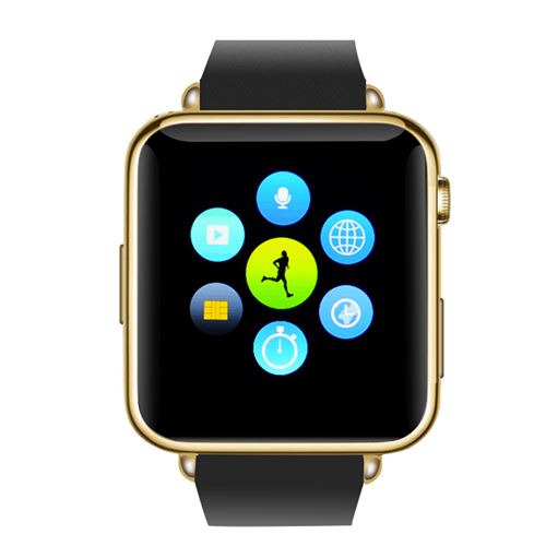 Bluetooth Mobile Phone Watch - GSM SIM Card Slot, 32GB Micro SD Slot, Phone book, Call Answer, SMS (Gold) - Click Image to Close