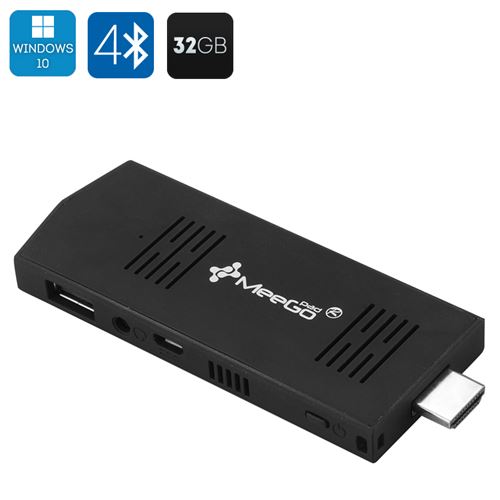 MeeGoPad T02 Windows 10 Mini PC Stick - Intel Atom Quad Core CPU, 2GB RAM, 32GB Memory, HDMI, 2xUSB, Bluetooth 4.0 - Click Image to Close