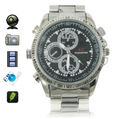 16GB 720 x 480P Stainless Steel Spy Camera Watch with Hidden Camera - Click Image to Close