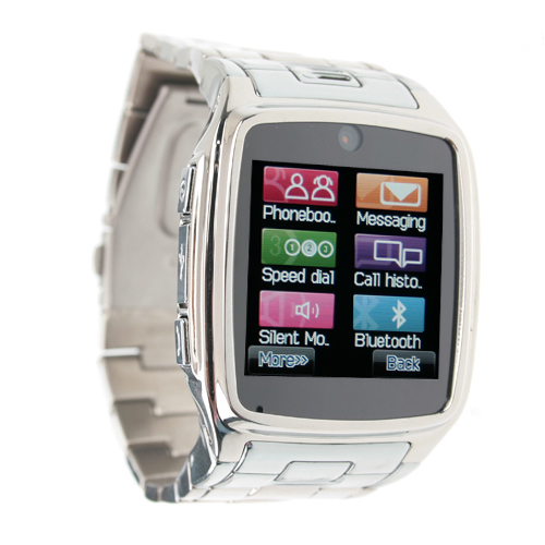 TW810 Watches Style Cell Phone IPS Screen Bluetooth Java Camera Silver - Click Image to Close
