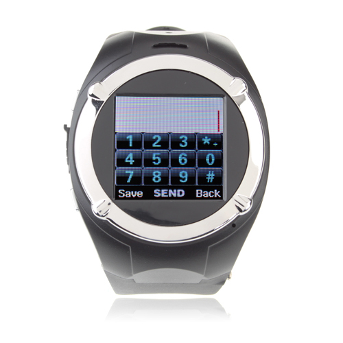 MQ998 Watch Phone Quad Band Camera Bluetooth FM 1.5 Inch Touch Screen Cellphone - Black - Click Image to Close