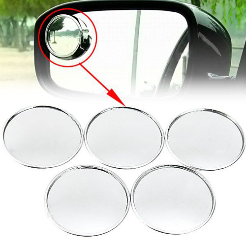 5pcs Auxiliary Round Mirror for Car Rearview Mirror Silver - Click Image to Close
