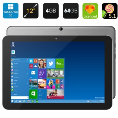 Chuwi Hi12 Tablet PC - 12 Inch IPS Screen Windows 10 + Android 11.0 Intel Cherry Trail 4GB RAM BT 4.0 3D Support