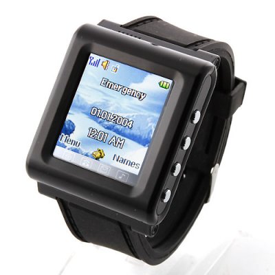 AK912 Watch Phone Silicon Strap Single SIM Card Pinhole Camera FM Bluetooth 1.6 Inch Touch Screen- Black