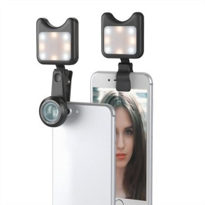 APEXEL APL-3663FL 0.36X Wide Angle Macro Selfie Light Mobile Phone Camera Lens - BLACK