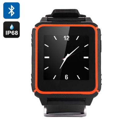 Waterproof Phone Watch 'TrekSmart' - GSM, 1.54 Inch IPS HD Screen, IP68 Android + iOS, Sleep Monitor, Pedometer (Orange)