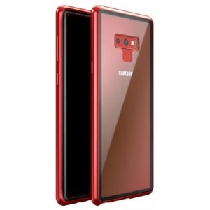 Magnetic Adsorption Tempered Glass Metal Case for Samsung Note 9 - RED