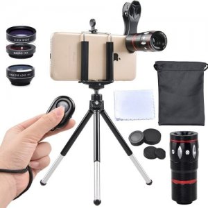 APEXEL APL-JS10X3ZJB 5 in 1 Mobile Camera Lens Kit Telephoto Wide Macro Fisheye - BLACK