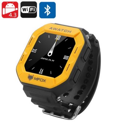 MFOX AWATCH - IP68 Heart Monitor Watch, Android 11.0 OS, Bluetooth 4.0, Fitness Tracking, 1.6 Inch Screen (Yellow)