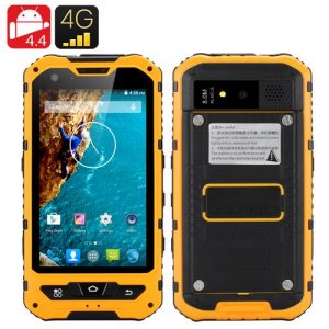 4 Inch Waterproof Smartphone - Octa Core CPU, 2GB RAM, 16GM Memory, Mali GPU, IP67 Dual 4G SIM (Yellow)