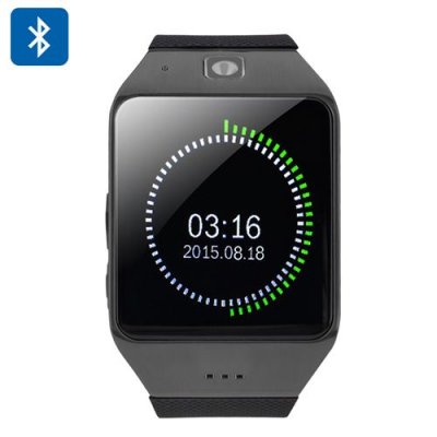 Uhappy UW1 Bluetooth Smartwatch - 1.54 Inch Screen, GSM, NFC, SD Card, Pedometer, Sedentary Notice, Sleep Monitor (Black)