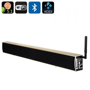 KS1 Android TV Media Player + Soundbar - 4K Resolution, Android 11.0 Wi-Fi, Bluetooth, Preinstalled KODI 16.0 (Gold)