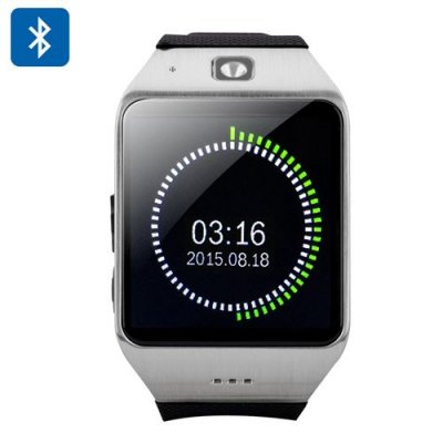 Uhappy UW1 Bluetooth Phone Watch - 1.54 Inch Screen, Pedometer, Sedentary Reminder, GSM, NFC Support, SD Card (Silver)