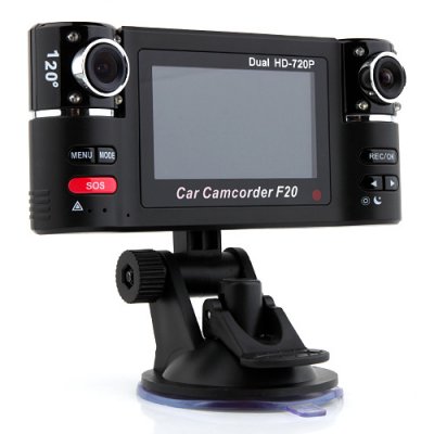 F20 720P 2.7 inch 720P 3Mega Pixels Dual Camera Car DVR Motion Detection HDMI G-sensor Black