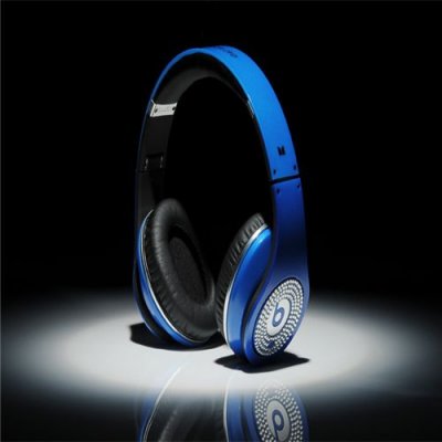 Beats By Dre Studio High Definition Powered Isolation Headphones Blue With White Diamond