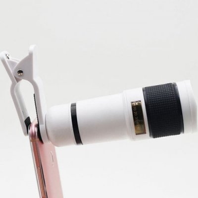 12 X 8 Times Mobile Phone Telephoto Telescope Lens 14 Times High-definition Camera Zoom Focus External Mobile Phone Lens - 8 TIMES WHITE