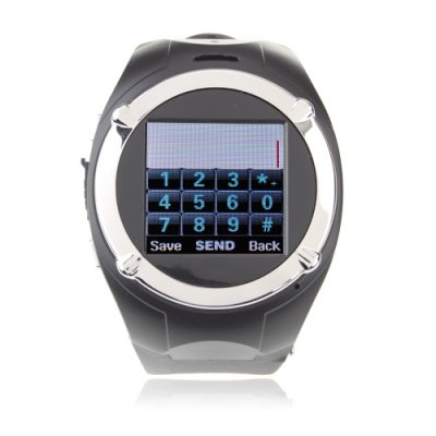 MQ998 Watch Phone Quad Band Camera Bluetooth FM 1.5 Inch Touch Screen Cellphone - Black