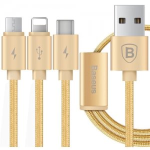 Baseus Portman Series 3 in 1 Charge Cable 1.2M - GOLDEN