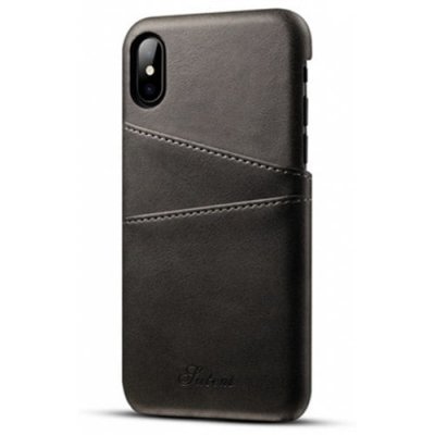 For iPhone X Case Leather Wallet Card Phone Back Shell - BLACK