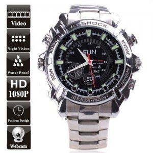 8GB Waterproof 1080P IR Stainless steel Spy Watch DVR Support Night Vision